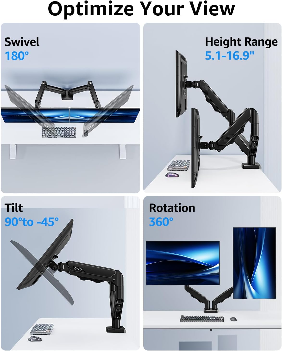 dual monitor stand fits up to 32 inch, package contents