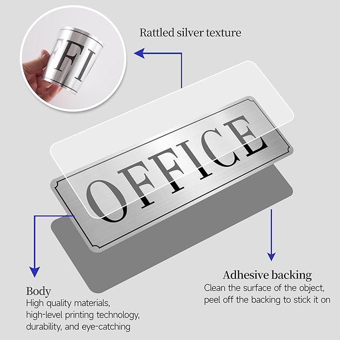 The Office Door Sign for Home and Business，Self-Adhesive Waterproof and - Image 3