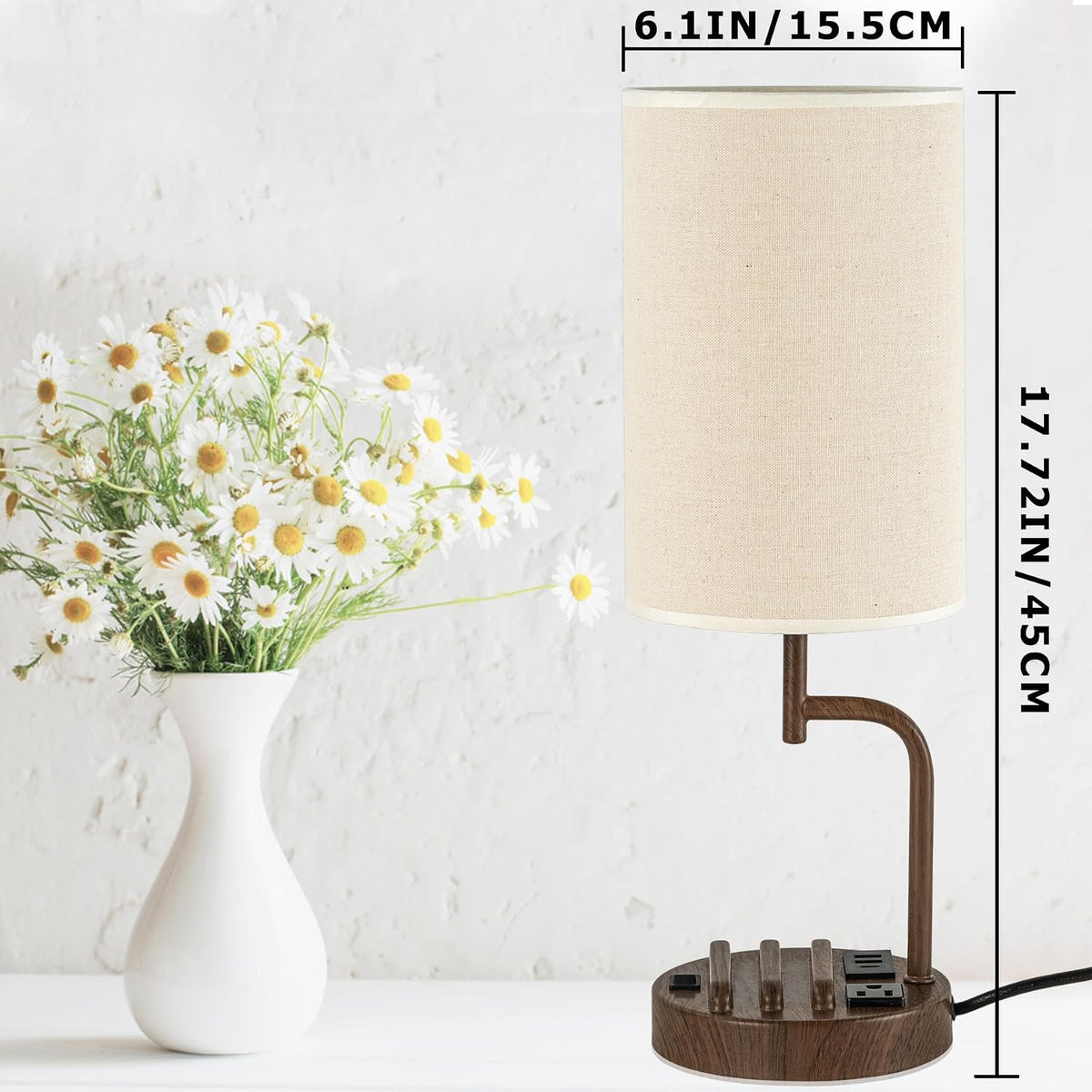 Dreamholder Table Lamp with 3 USB Charging Ports, Modern Desk Lamp with AC Ou...