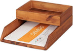 Demigo Desk Organizer Letter Tray Set of 2, Acacia Wood Tabletop Desktop by Demigo