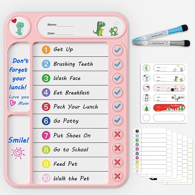 Magnetic Chore Chart for Kids, ADHD Task Tracker Easy-Check Routine Dry Erase by LightUpYourCreativity
