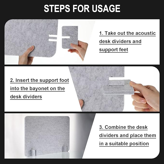 Fabbay 4 Pcs Acoustic Freestanding Desk Divider Desk Partition 16 x 24 Inch - Image 6