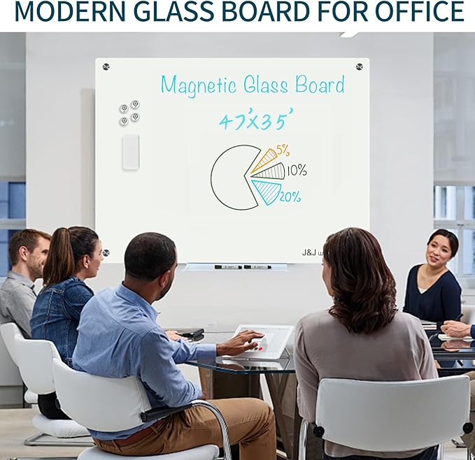 Magnetic Whiteboard, Glass Dry Erase Board 4' x 3' White Surface, Home School - Image 4