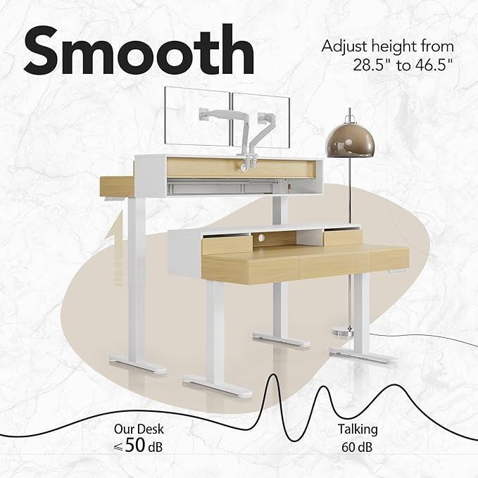 HUANUO Standing Desk with Drawers, 48 Inches Electric Height Adjustable Desk - Image 4