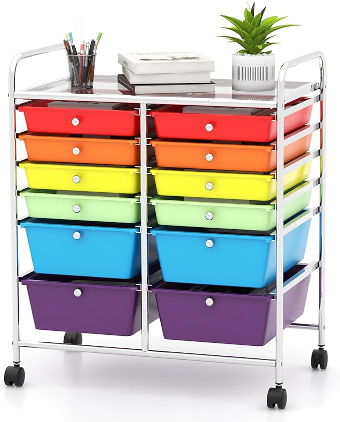 HAPPYGRILL 12-Drawer Rolling Storage Cart, Utility Cart by HAPPYGRILL