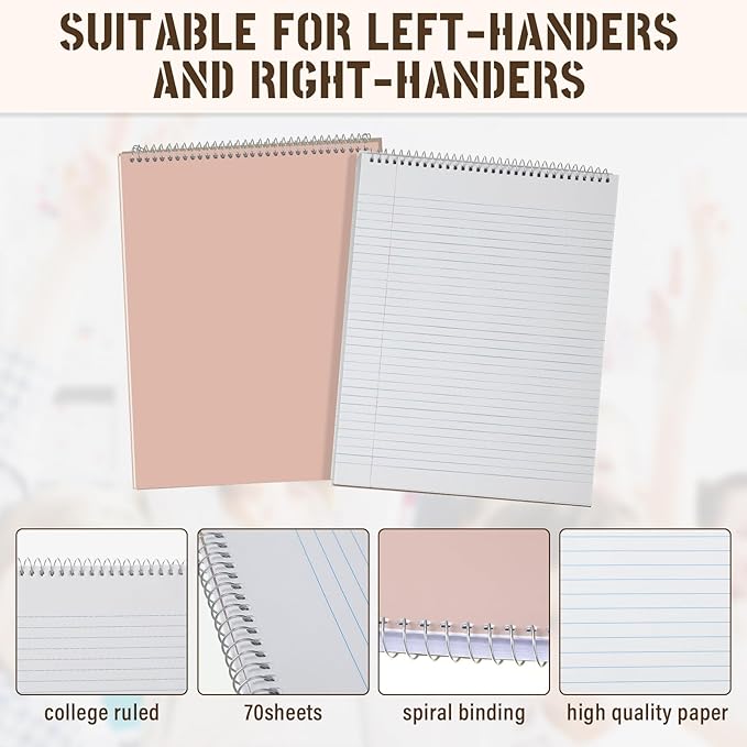 Maitys 6 Pcs Legal Pad Steno Spiral Notebook 8.5 x 11 Inches Top Bound Spiral - Image 3