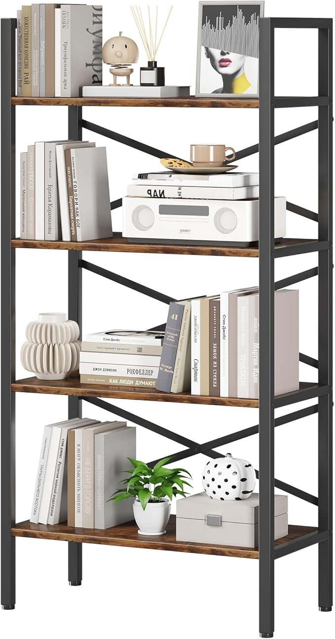 Homeiju 4 Tier Bookshelf 23.6" Width, Kids Bookshelf by Homeiju