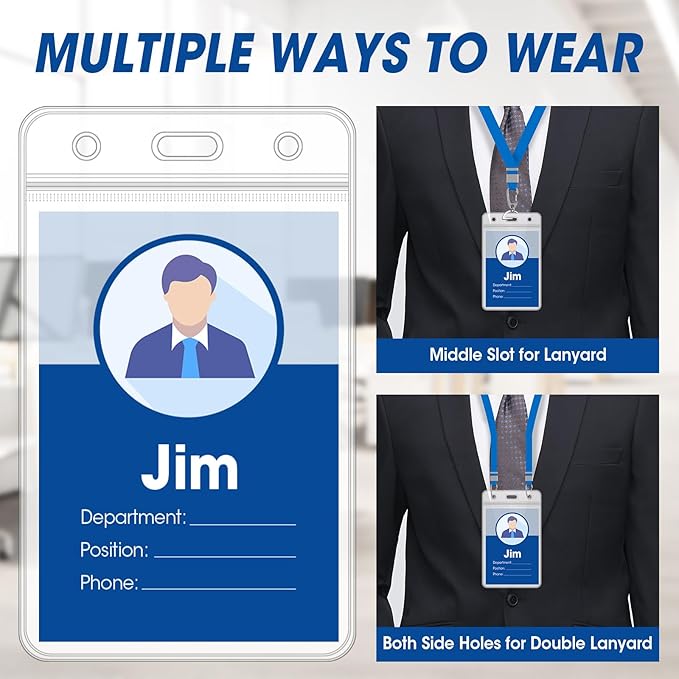 200 Pcs Vertical Badge Holders, Waterproof ID Badge Holder, Credit Cards - Image 4