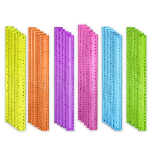 DAGONGREN 30 Pack Clear Plastic Rulers 12 Inch, Transparent Assorted Color - Image 2