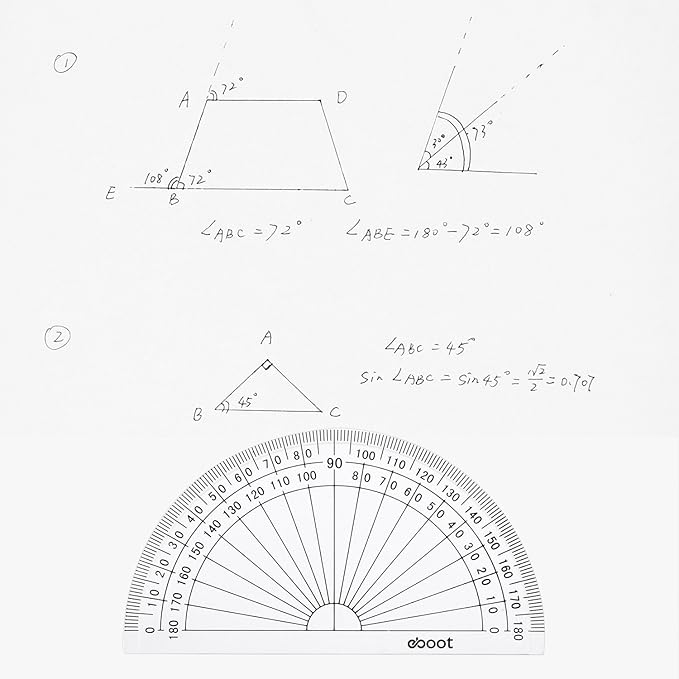 EBOOT 50 Pcs Math Protractors Plastic Protractor 180 Degrees, 4 Inches - Image 5