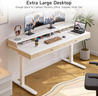 Standing Desk With Drawers, 47x23.6 Inch Electric Stand Up With Storage Shelf - Image 3
