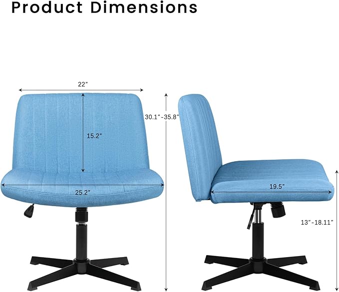 PUKAMI Criss Cross Chair, Armless Cross Legged Office Desk Chair No Wheels - Image 2