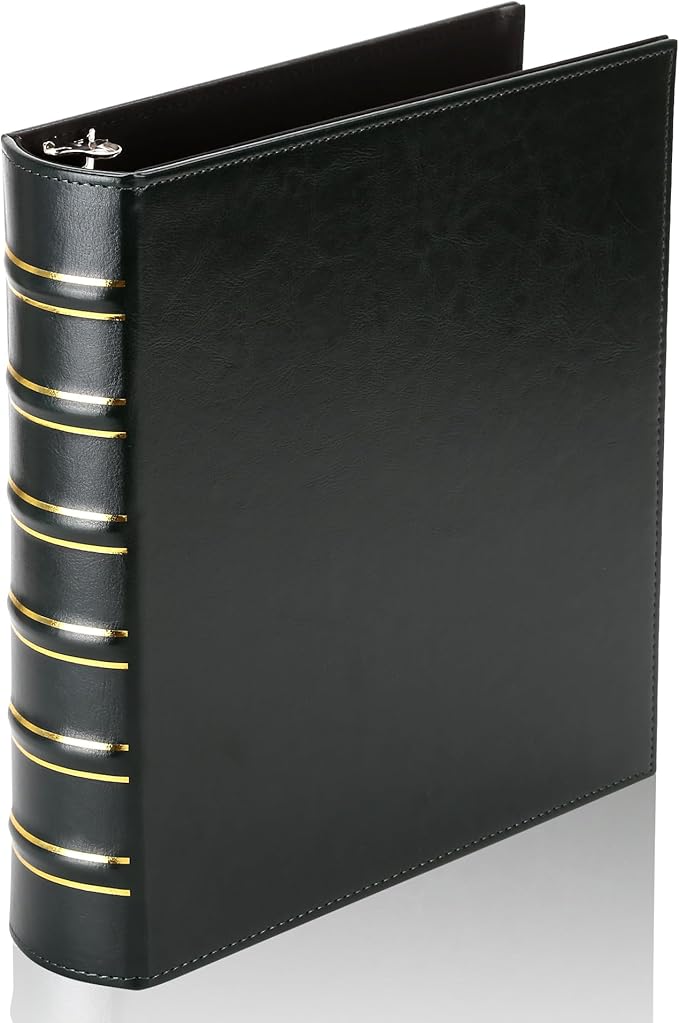 LETVPVOW Vintage Hardback 3 Ring Binder 1.5 Inch, Professional Leather Binder 3 by VintageLeather3RingBinder