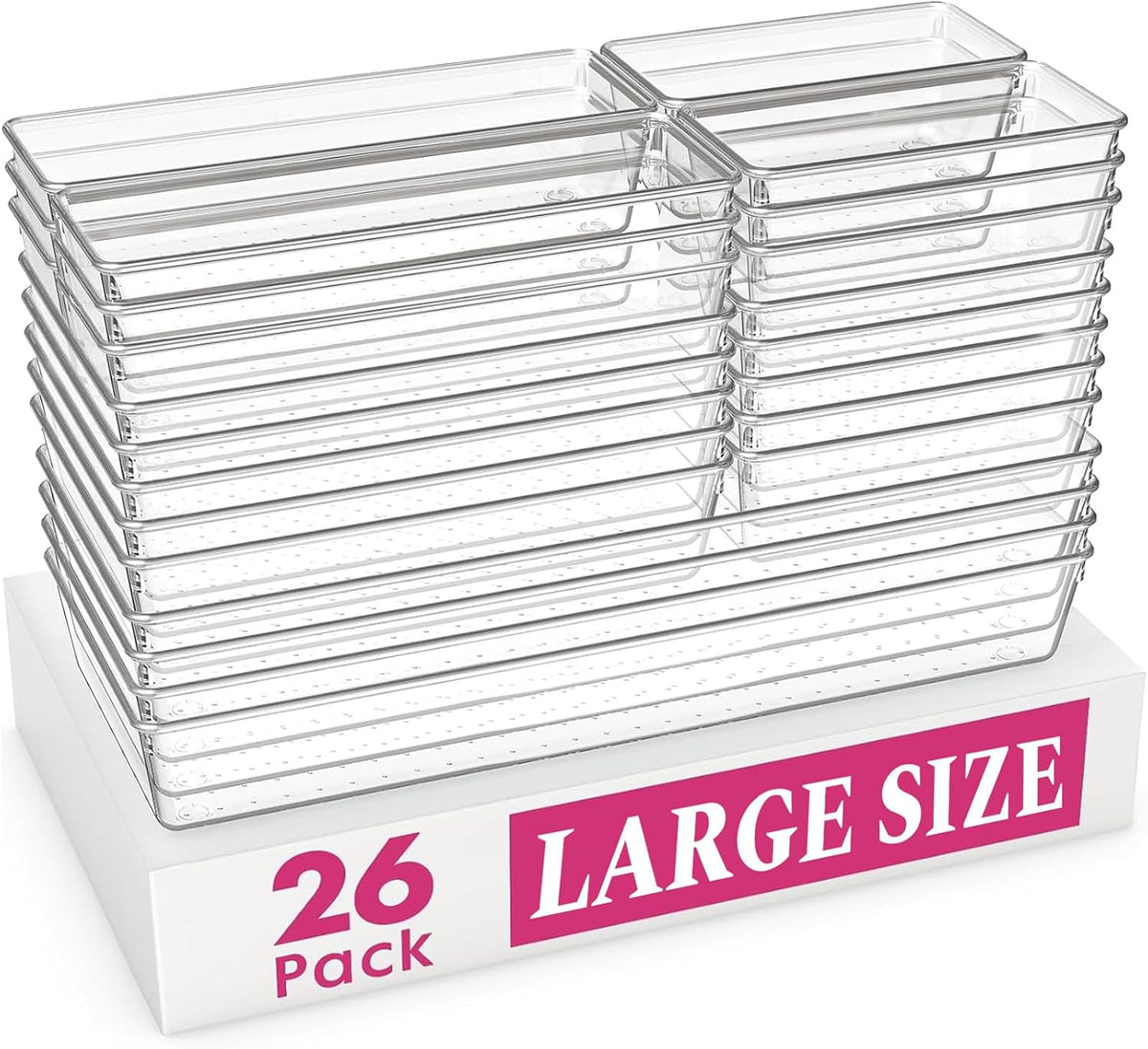 criusia large drawer organizer bins 26 pack | shown in use