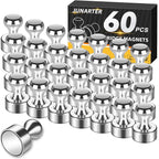 Junarter 60 Pack Magnetic Push Pins, Refrigerator Magnets Strong, Dry Erase by Junarter