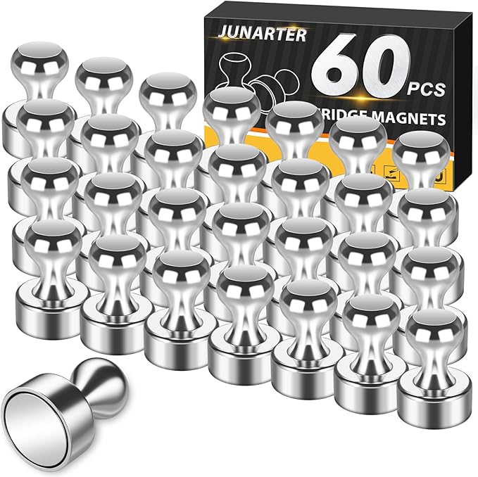Junarter 60 Pack Magnetic Push Pins, Refrigerator Magnets Strong, Dry Erase by Junarter