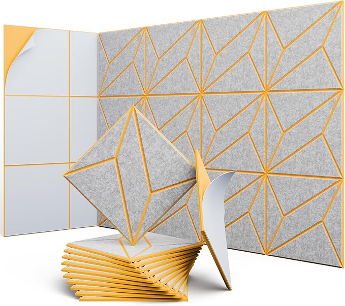 UNECHO 12 Pack 12" X 12" X 0.47" Acoustic Panels by UNECHOACOUSTIC