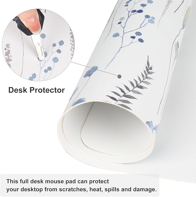 QIYI Large Mouse Pad for Desk, Floral Desk Mat for Desktop, Women Girls Office - Image 5