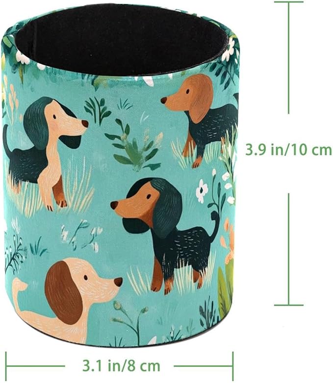 Leather Pen Holder for Desk, Cartoon Sausage Dog Pencil Cup Desktop Organizer - Image 4