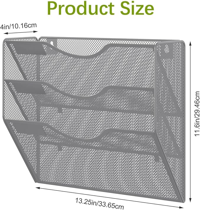 EasyPAG 3 Pocket Mesh Wall File Organizer, Hanging Paper Folder Holder - Image 7