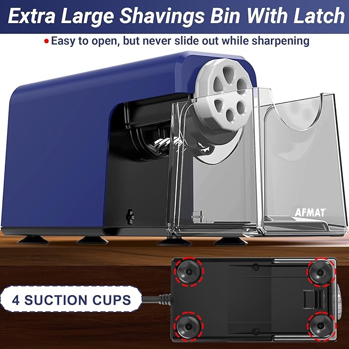 AFMAT Electric Pencil Sharpener Heavy Duty, 6 Holes, Auto Stop Pencil Sharpener - Image 6