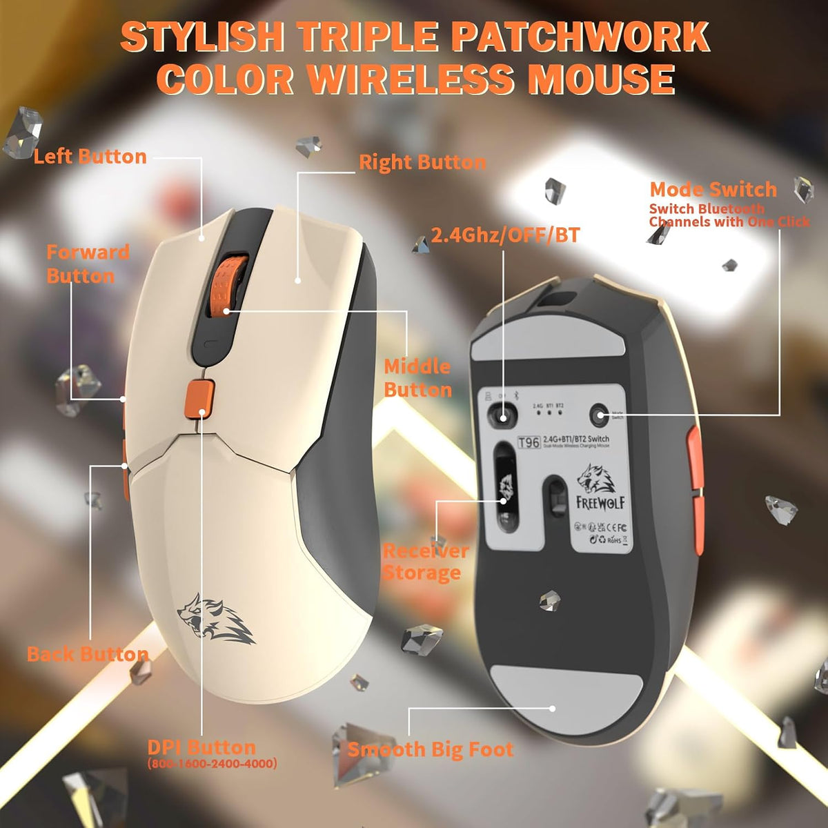 ZIYOU LANG T96 Wireless Gaming Keyboard and Mouse Combo,Dual Bluetooth//2.4G ...