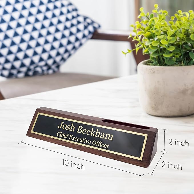 Business Wood Name Plate for Desk | Custom Desk Name Plate Personalized Gift - Image 2