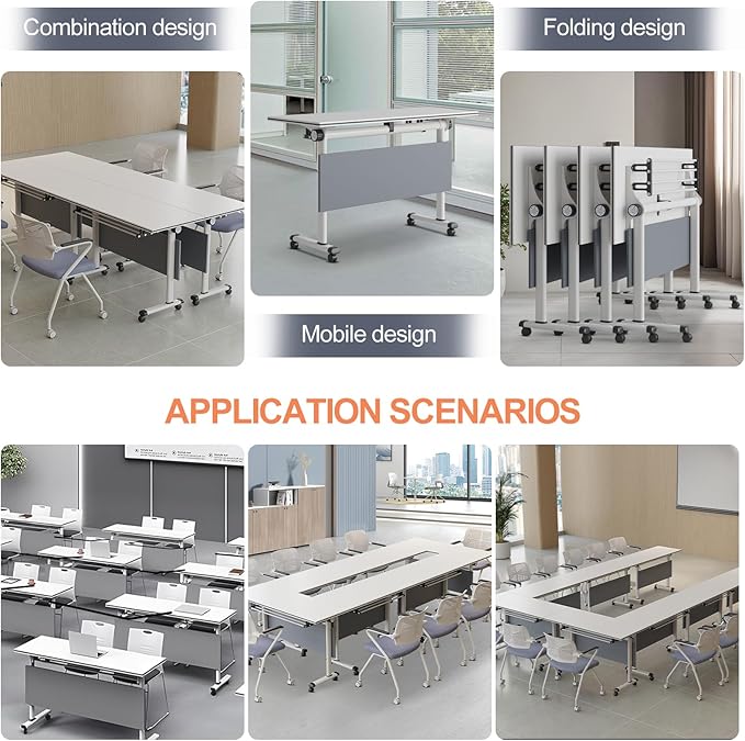 czxhaery Conference Table, Folding Conference Table, Flip Top Mobile Folding - Image 3