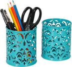 EasyPAG Teal Pen Holder for Desk, 2 Pack Round Pen Organizer, Brush Holder for - Image 6