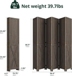 Cozy Castle Wood Room Divider, 6 Panels Folding Privacy Screen, 66.9'' Wall - Image 2