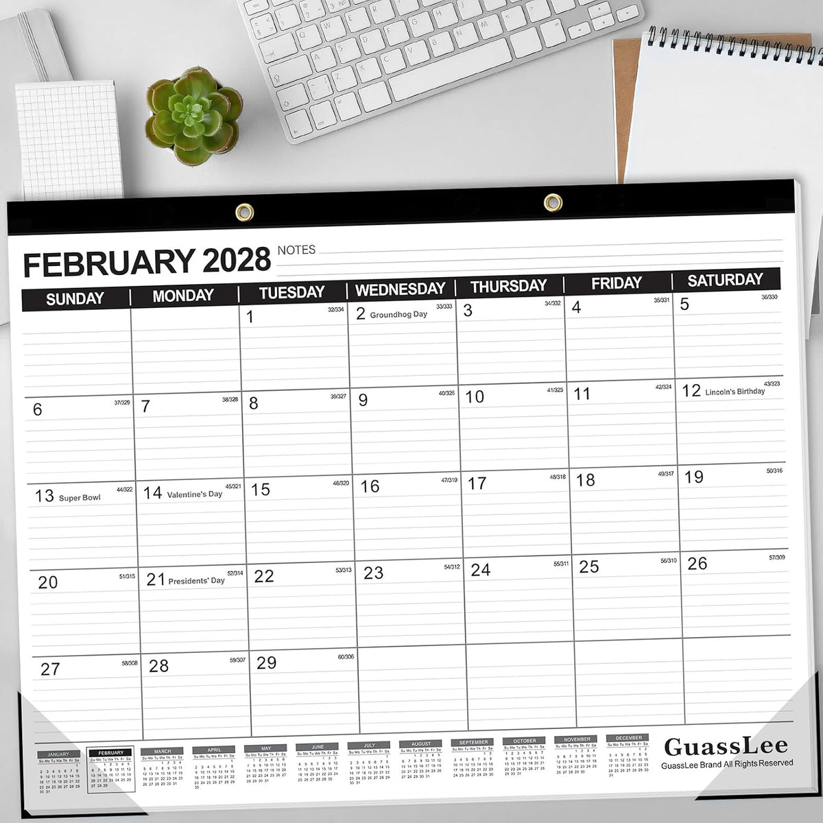 GuassLee Large Desk Calendar 2027 3 Pack, 18 Months Jan 2027–Jun 2028