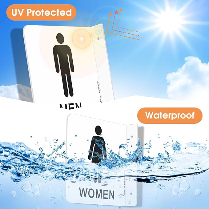 Faittoo Restroom Sign, Bathroom Signs, 2 Pack 6 x 6 Inches Acrylic Sign - Image 4