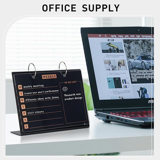 Desktop Glass Dry Erase & Acrylic Aesthetic Desk Calendar Weekly to-do List - Image 2