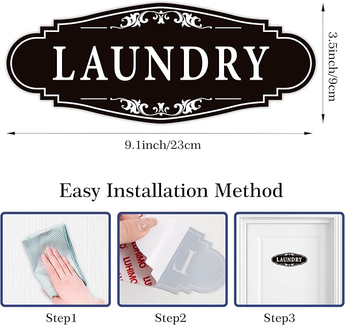 Laundry Room Door Sign for Business and Home，Self-adhesive Waterproof Cute - Image 8