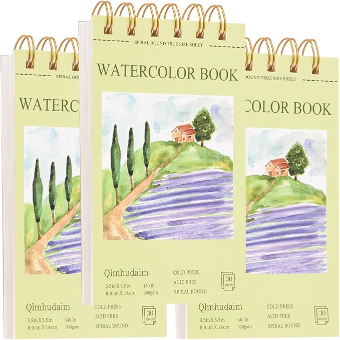 3-Packs Watercolor Paper Pad 3.5x5.5 Inch | 30 Sheets 140lb/300g, Spiral-Bound by Unknown