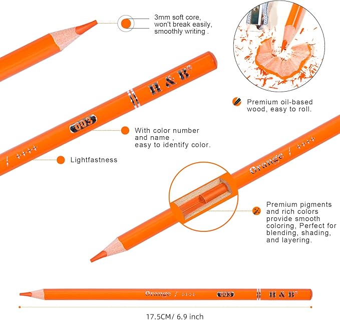 H & B 120 Colored Pencils Set, Art Pencil Kit - Image 3