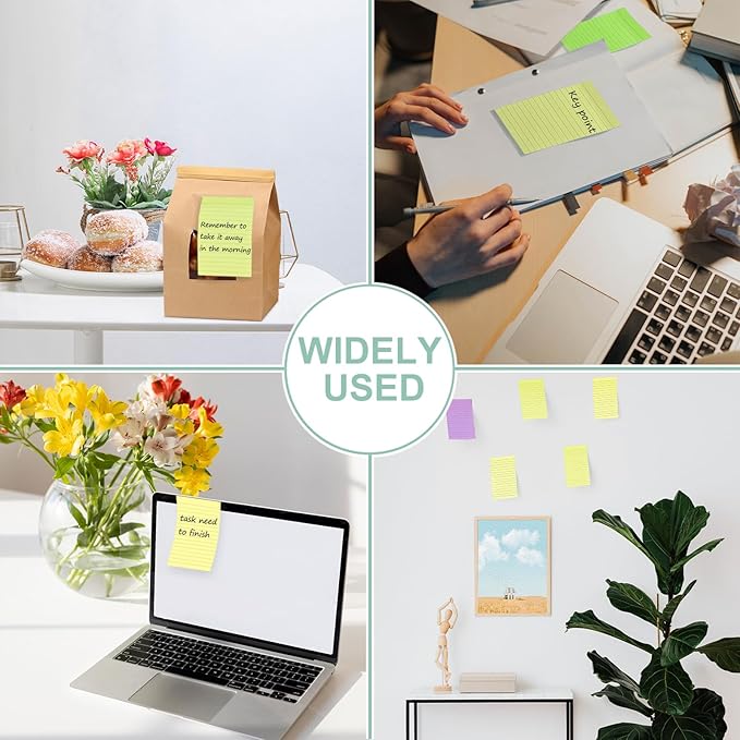24 Pack Lined Sticky Notes 4X6 in Self Sticky Note Pads Colorful Post Stickies - Image 7