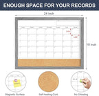 Calendar Whiteboard for Wall, 18x24 Inches Dry Erase Calendar Cork Board Combo - Image 4
