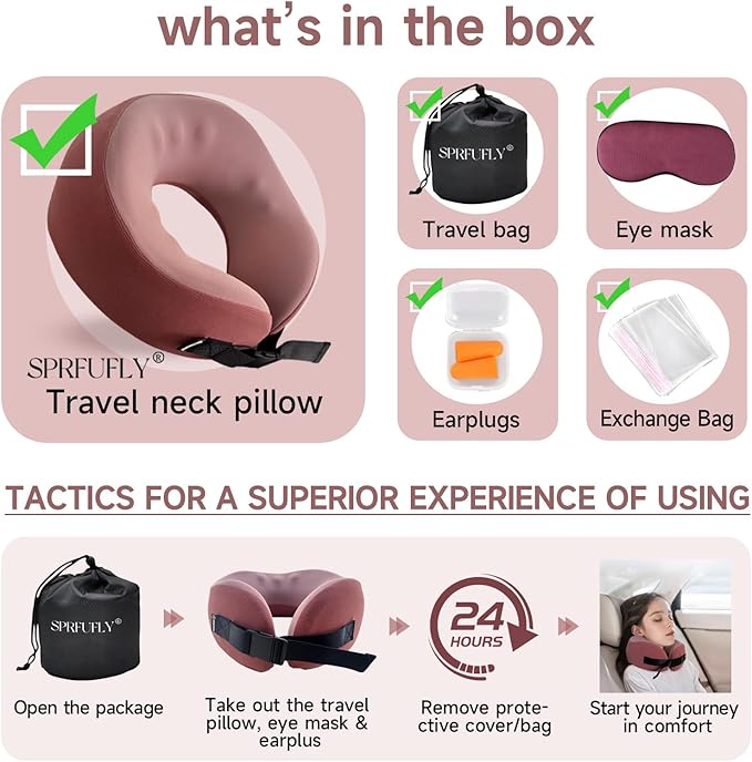 SPRFUFLY Super Soft Travel Pillow, 100% Memory Airplane Pillow - Image 5