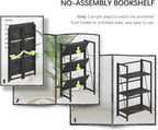 4NM No Assembly Folding Bookshelf Storage Shelves 3 Tiers Vintage Bookcase - Image 7