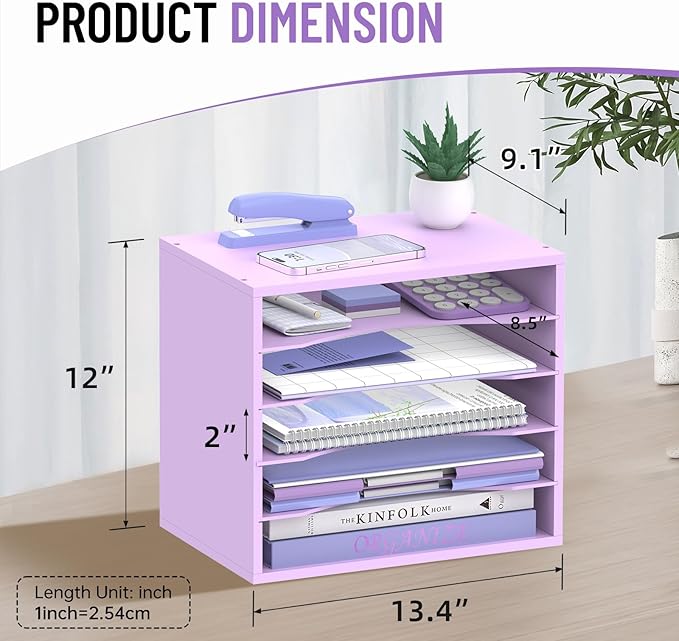 SHARKWOODS 5-Tier Wood Desk Organizer, Paper Tray Organizer - Image 3
