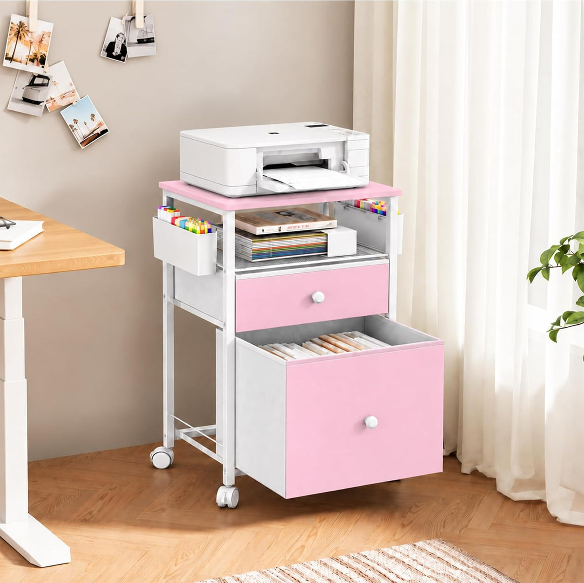 OPNICE File Cabinet Fits A4/Letter Size, Mobile Filing Cabinet & Printer ...