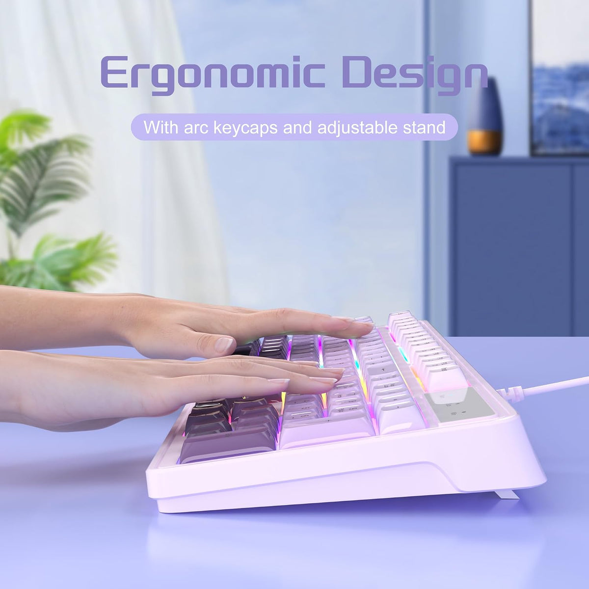 MageGee Gradient Purple Creamy Keyboard and Mouse Combo,MageGee GK980 Wired R...