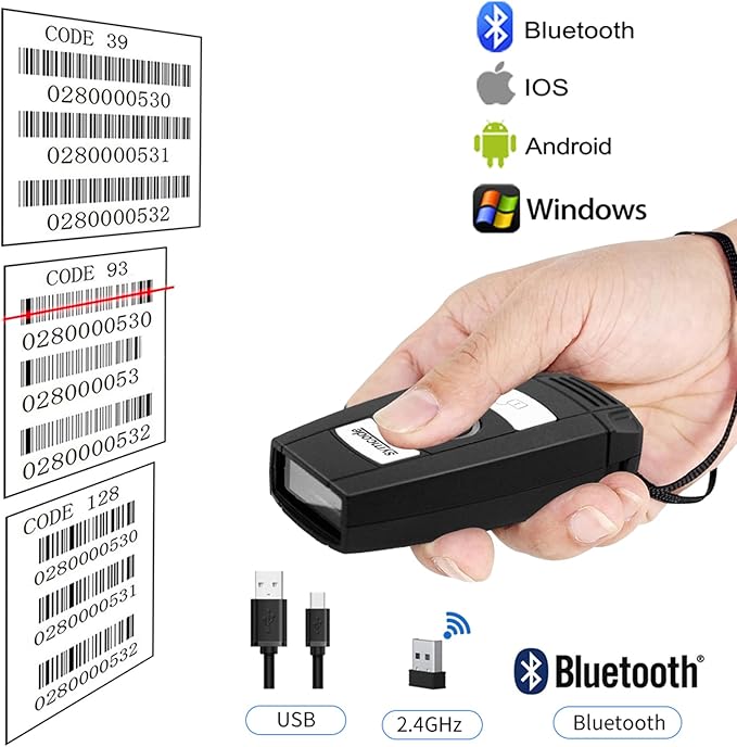 Mini 2D Portable Handheld Bluetooth Barcode Scanner Wireless 2.4G & USB Wired - Image 8