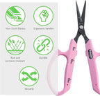 Saboten Fluorine Coated Straight Blade Trimming Scissors Pink PT-1 160mm - Image 3