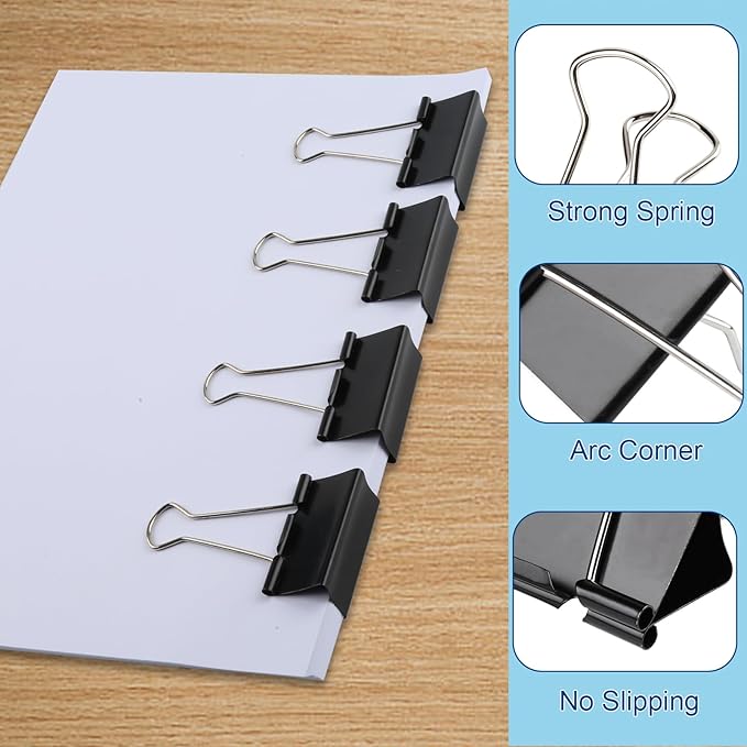 Ufmarine 72 Pcs Large Binder Clips 1.6 inch Length, Big Paper Clips - Image 2