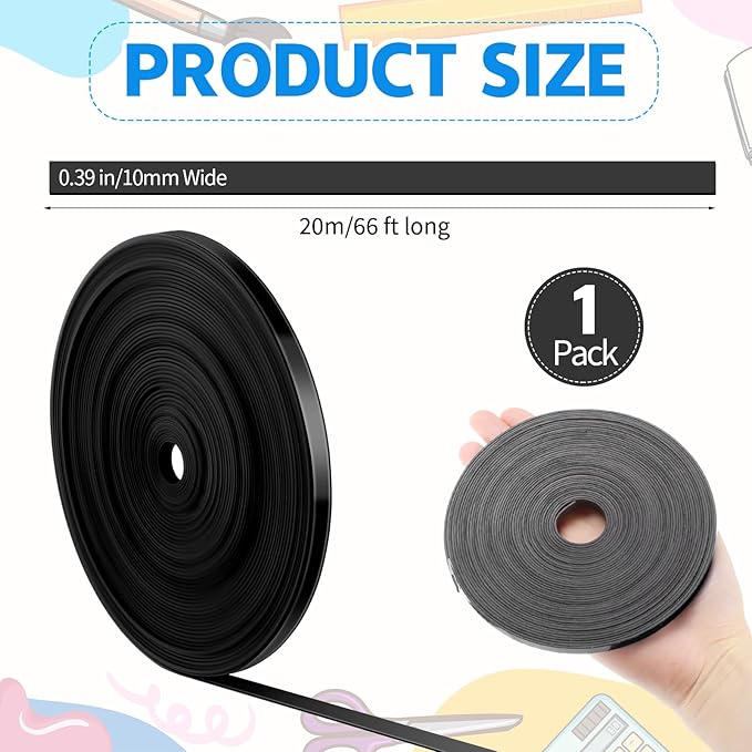 AmazingSpark Magnetic Tape Roll Thin Strips, 0.39 Inch x 66 Feet Magnetic Board - Image 2