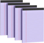 4 Pack Note Pads 5 x 8 Inch Purple Small Legal Pads 5 x 8 Colored Notepad 5 x 8 by Nichela