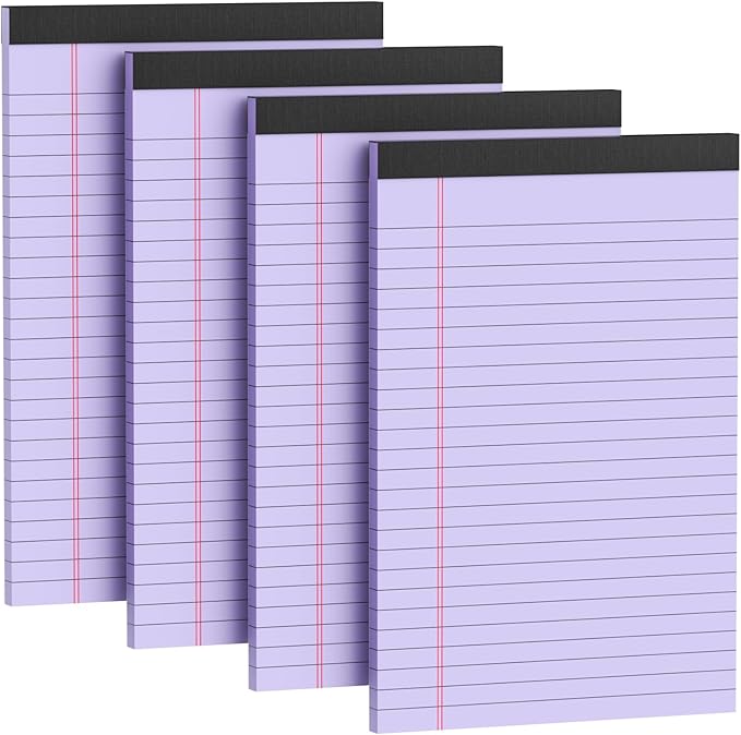 4 Pack Note Pads 5 x 8 Inch Purple Small Legal Pads 5 x 8 Colored Notepad 5 x 8 by Nichela