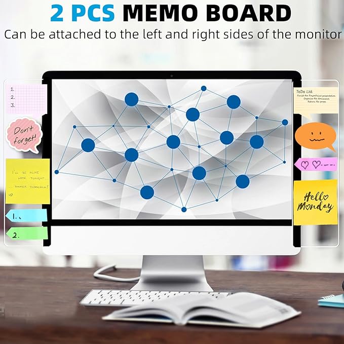 2 Pack Computer Monitor Memo Board, Acrylic Computer Monitor Sticky Note Holder - Image 5